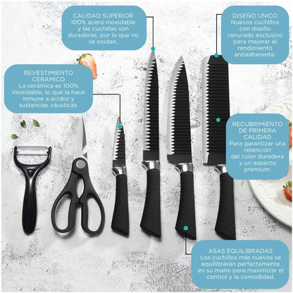 🔪Set Cuchillos Premium Acero Inoxidable x7🩶🔥Afilador de Cuchillos GRATIS🔥