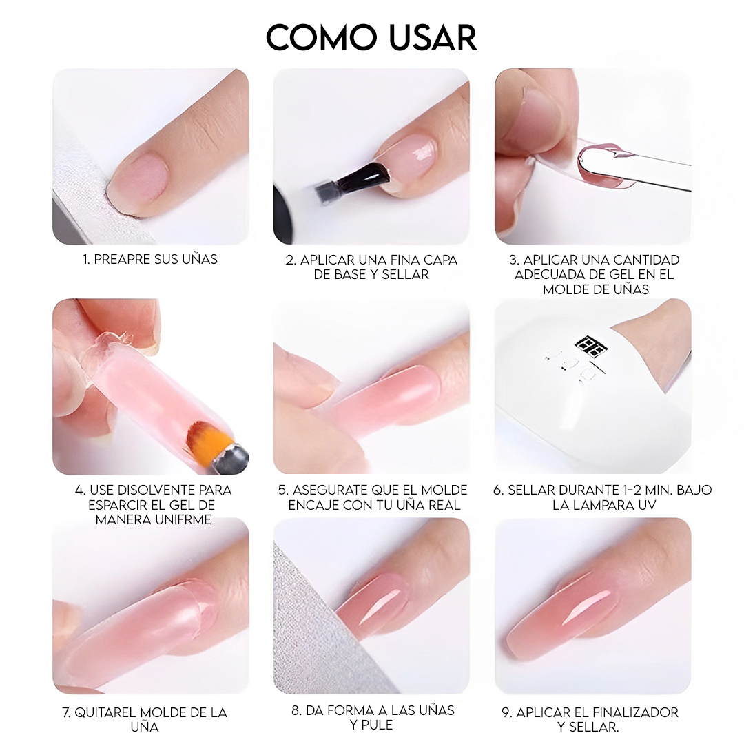 💅Kit Polygel Uñas Semipermanente +8 colores🌈 + LamparaUV💃