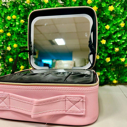 💄🖌️ Maleta de Maquillaje con Espejo🪞 + Luz LED💡 – ¡Tu tocador portátil donde vayas!