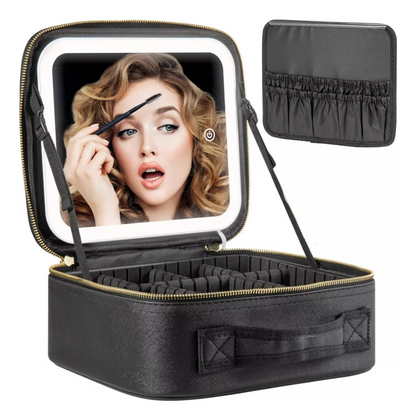 💄🖌️ Maleta de Maquillaje con Espejo🪞 + Luz LED💡 – ¡Tu tocador portátil donde vayas!
