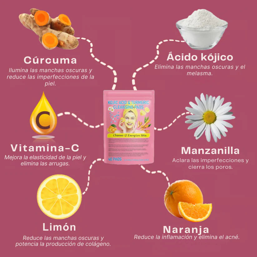 Almohadillas de cúrcuma y ácido kójico - piel radiante en menos de 2 semanas