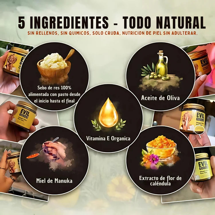 🧴✨EVIL GOODS – Bálsamo de Sebo de Res Batido🐄 y Miel🐝 de Manuka 🌻
