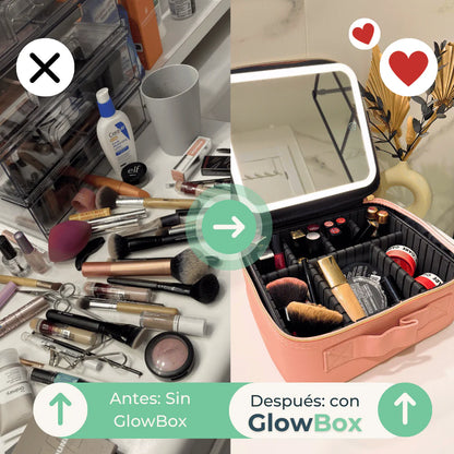 💄🖌️ Maleta de Maquillaje con Espejo🪞 + Luz LED💡 – ¡Tu tocador portátil donde vayas!