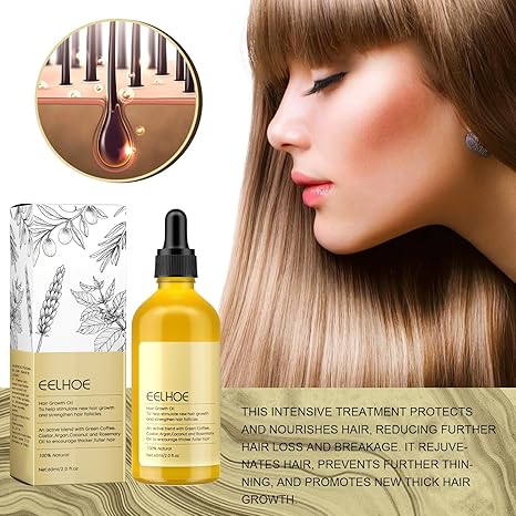 🌿 Aceite Esencial Capilar Vegano EELHOE® 60ML – Fortalece y Estimula el Crecimiento del Cabello💪🧬