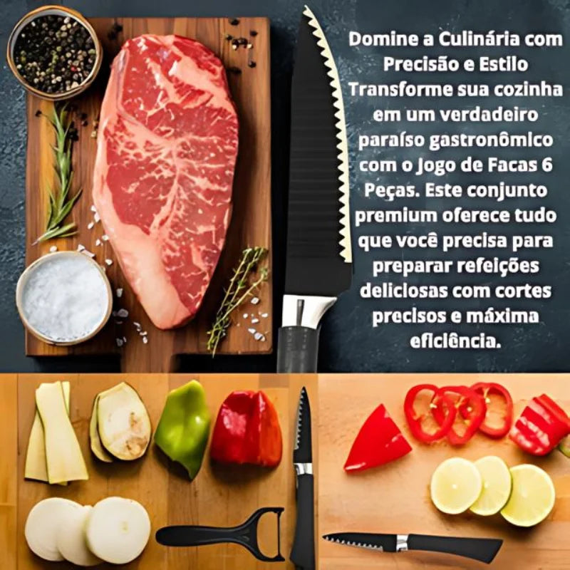🔪Set Cuchillos Premium Acero Inoxidable x7🩶🔥Afilador de Cuchillos GRATIS🔥