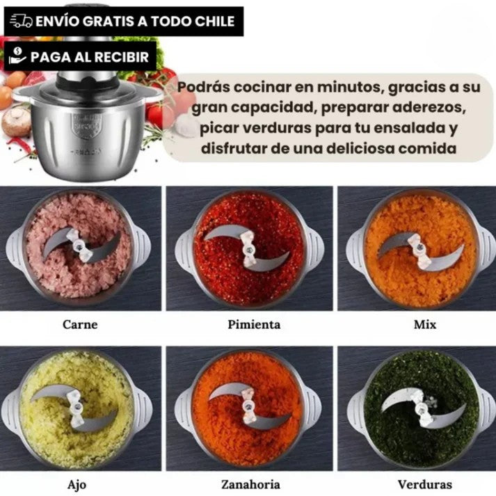 👩🏻‍🍳MoliChef™ - Molino Picadora Eléctrico de 2 Litros en Acero Inoxidable💪