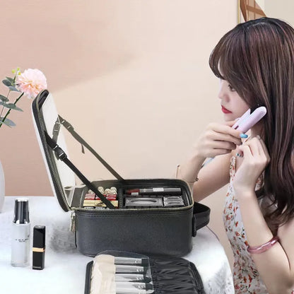 💄🖌️ Maleta de Maquillaje con Espejo🪞 + Luz LED💡 – ¡Tu tocador portátil donde vayas!