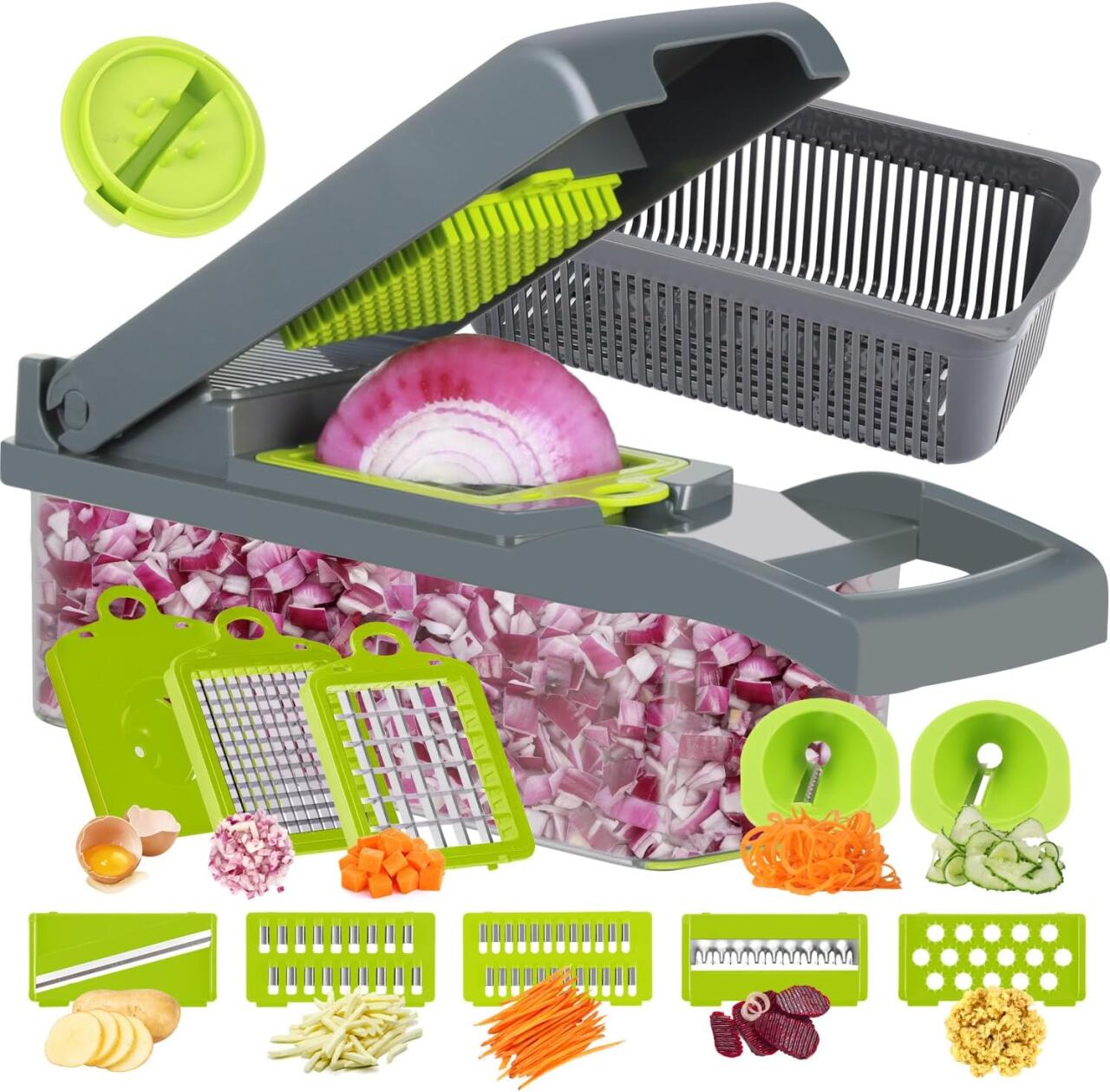 Rallador Picador 16 en 1🥕🔪 ¡Corta, Ralla y Cocina Como un Chef! 🍅🥒