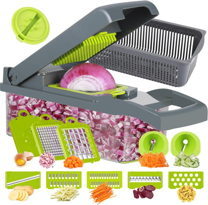Rallador Picador 16 en 1🥕🔪 ¡Corta, Ralla y Cocina Como un Chef! 🍅🥒