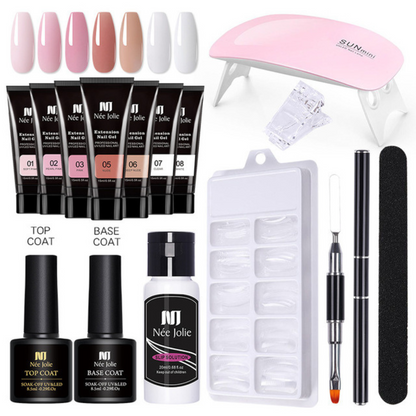 💅Kit Polygel Uñas Semipermanente +8 colores🌈 + LamparaUV💃