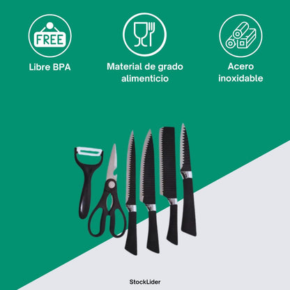 🔪Set Cuchillos Premium Acero Inoxidable x7🩶🔥Afilador de Cuchillos GRATIS🔥