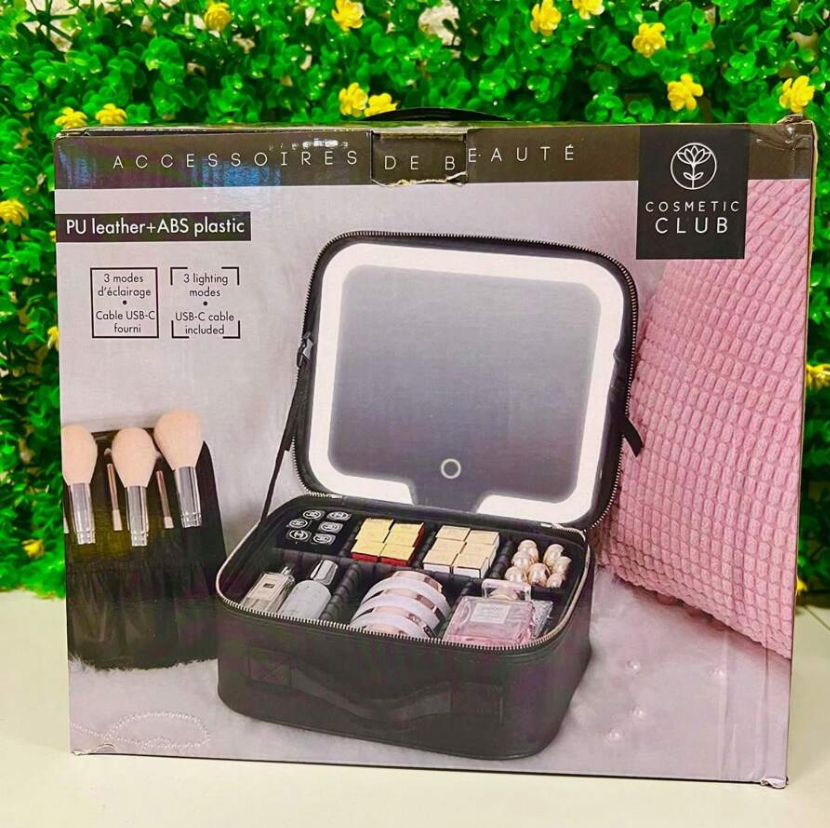 💄🖌️ Maleta de Maquillaje con Espejo🪞 + Luz LED💡 – ¡Tu tocador portátil donde vayas!